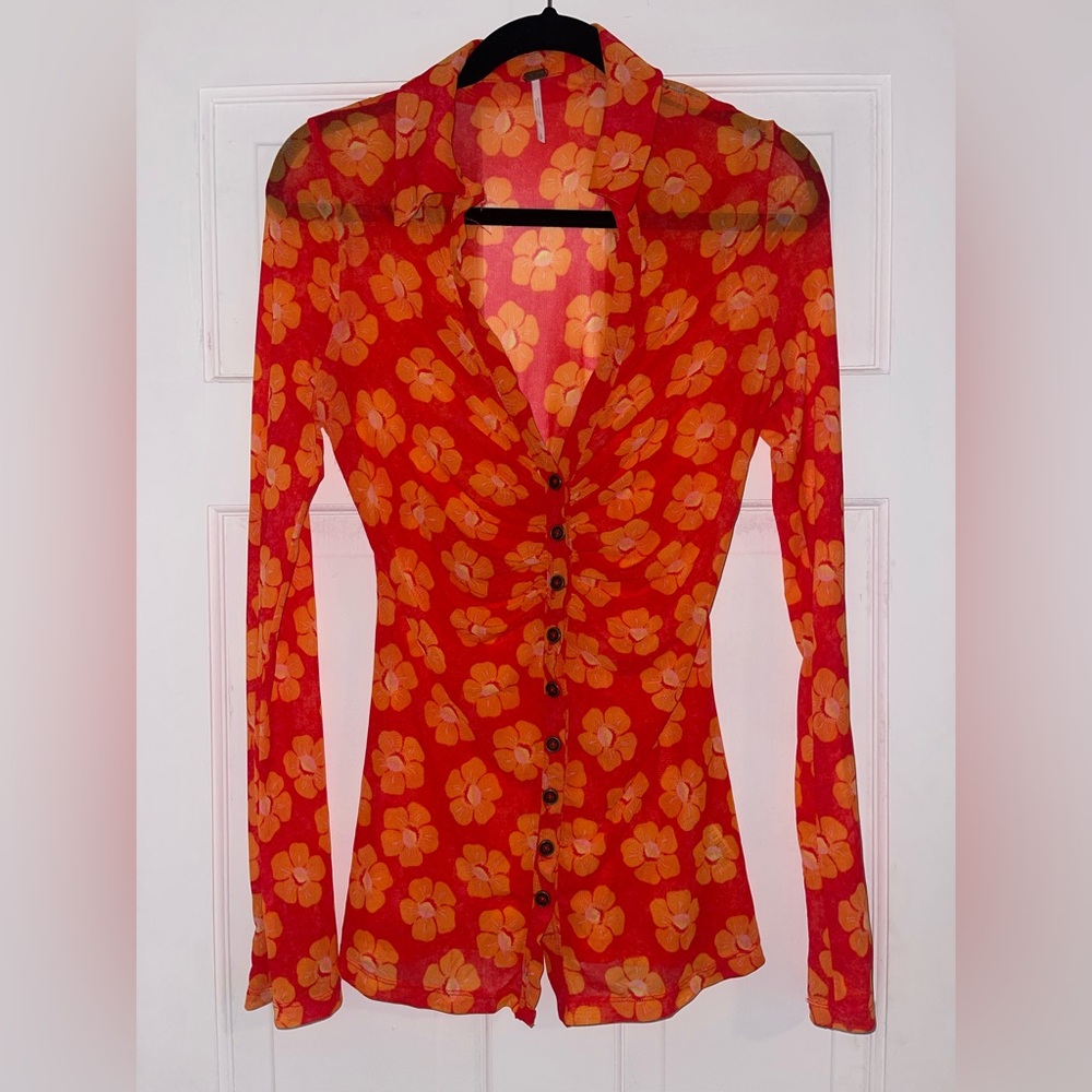 Free People Vibrant Floral Blouse